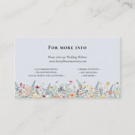 Carte D'accompagnement Site Fleur sauvage simple Fern Dusty Blue Mariage (Devant)