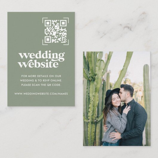 Carte D'accompagnement Site Internet de Mariage | Scan Code QR Photo (Devant / Derrière)