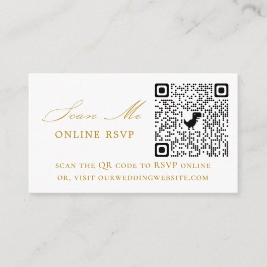 Carte D'accompagnement Site Internet en ligne RSVP QR Code Gold Mariage (Devant)
