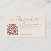 Carte D'accompagnement Site Mariage bohème avec QR Code RSVP (Dos)