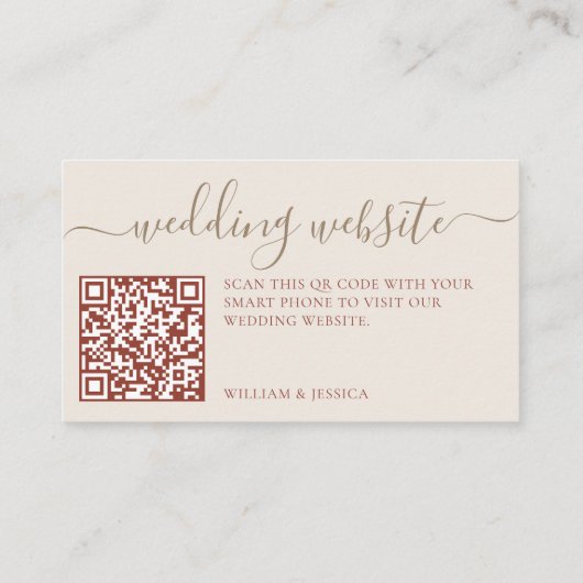 Carte D'accompagnement Site Mariage bohème avec QR Code RSVP (Dos)