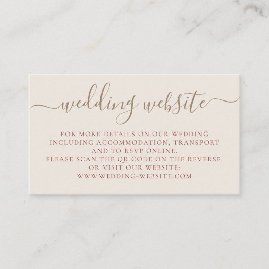 Carte D'accompagnement Site Mariage bohème avec QR Code RSVP (Devant)