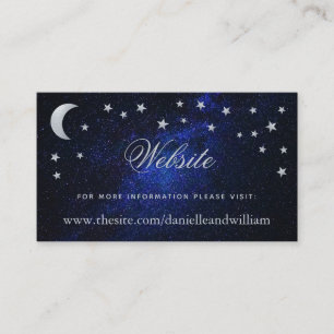 Carte D'accompagnement Site Mariage céleste Lune & Étoiles Bleu Nuit
