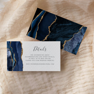 Carte D'accompagnement Site Mariage de la Marine moderne Blue Gold Agate