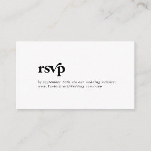 Carte D'accompagnement Site Mariage de la typographie noire moderne RSVP