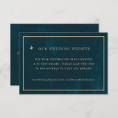 Carte D'accompagnement Site Mariage de Marine Gold Stars | Cod QR RSVP (Devant / Derrière)