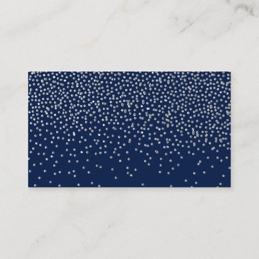 Carte D'accompagnement Site Mariage de Navy Blue & Glam Silver Confetti (Dos)