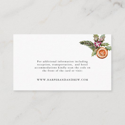 Carte D'accompagnement Site Mariage de Noël Code QR (Dos)