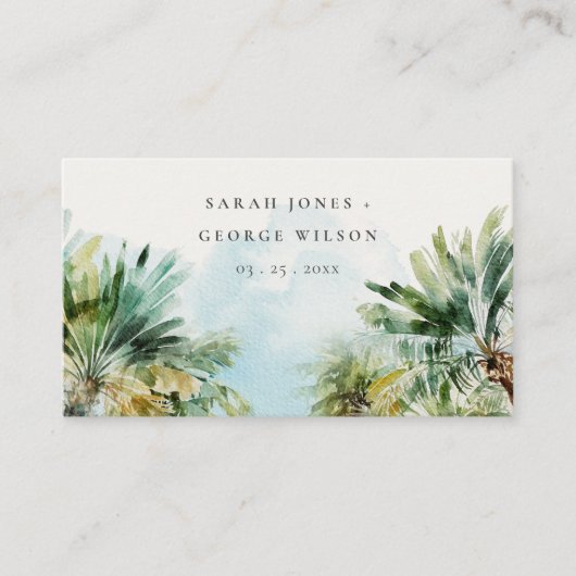 Carte D'accompagnement Site Mariage de Sable Tropical Palm Trees (Devant)