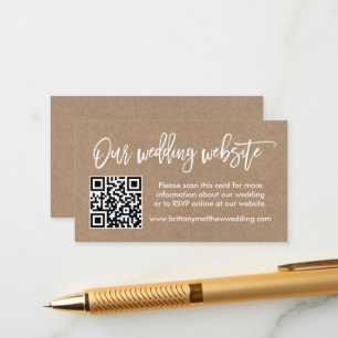Carte D'accompagnement Site Mariage de script de brosse moderne QR Kraft
