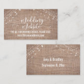 Carte D'accompagnement Site Mariage de scripts, Burlap & Light Strings (Devant / Derrière)