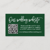Carte D'accompagnement Site Mariage de scripts de brosse moderne QR Green (Devant)