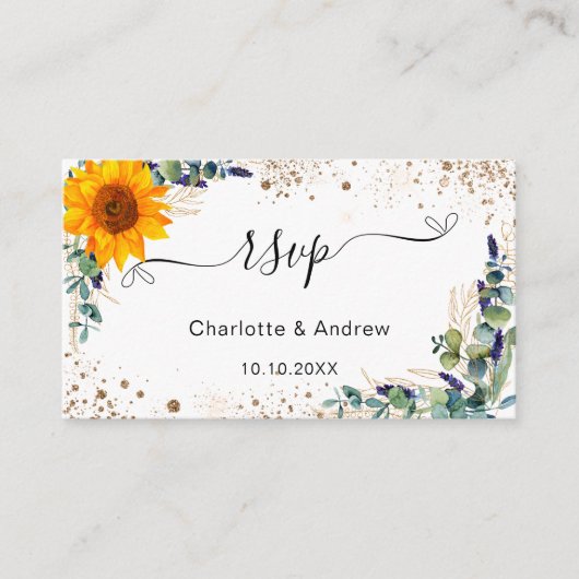 Carte D'accompagnement Site mariage de tournesol Eucalyptus RSVP QR code (Devant)
