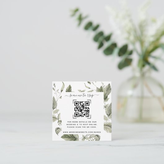 Carte D'accompagnement Site Mariage de verdure | Code QR (Debout devant)