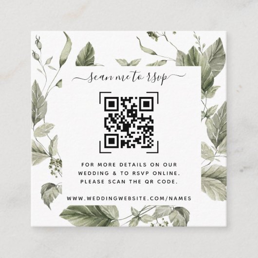 Carte D'accompagnement Site Mariage de verdure | Code QR (Devant)