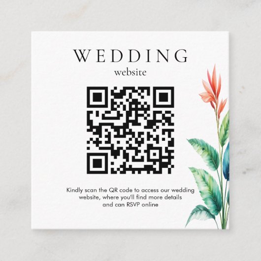 Carte D'accompagnement Site Mariage de verdure tropicale QR Code RSVP (Devant)