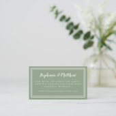 Carte D'accompagnement Site mariage Élégant minimaliste Sage Vert (Debout devant)