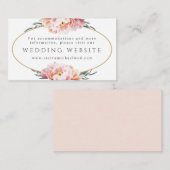 Carte D'accompagnement Site mariage | Elégante Pierre rose florale (Devant / Derrière)