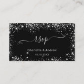 Carte D'accompagnement Site mariage en argent noir RSVP QR code (Devant)