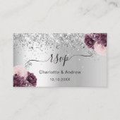 Carte D'accompagnement Site mariage en Bourgogne d'argent RSVP QR code (Devant)