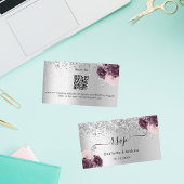 Carte D'accompagnement Site mariage en Bourgogne d'argent RSVP QR code