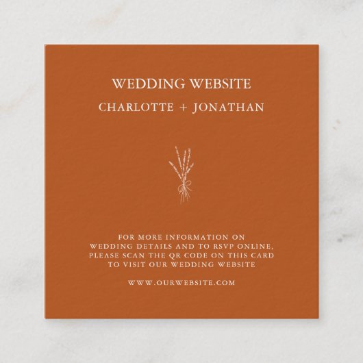 Carte D'accompagnement Site Mariage en terre cuite botanique QR Code RSVP (Devant)