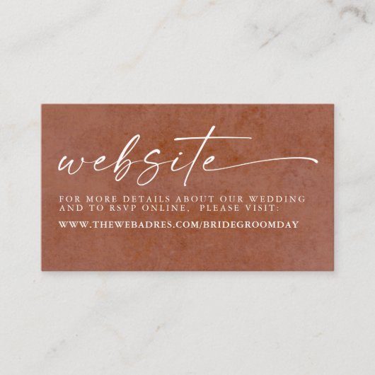 Carte D'accompagnement Site Mariage en terre cuite et fleurs blanches (Devant)