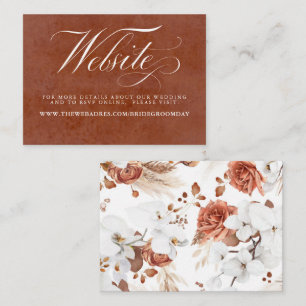 Carte D'accompagnement Site Mariage en terre cuite et fleurs blanches