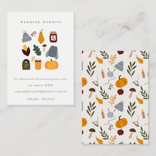 Carte D'accompagnement Site Mariage essentiel d'automne chaleureux (Devant / Derrière)