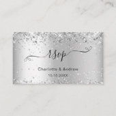 Carte D'accompagnement Site mariage étincelant Silver RSVP QR code (Devant)