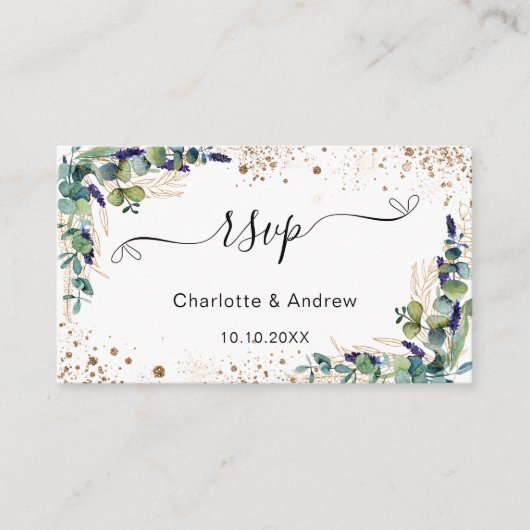 Carte D'accompagnement Site mariage Eucalyptus de verdure RSVP QR code (Devant)