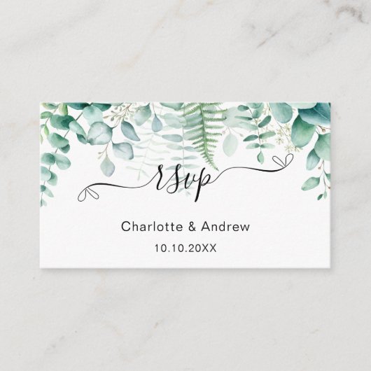 Carte D'accompagnement Site mariage Eucalyptus de verdure RSVP QR code (Devant)