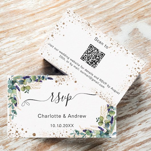 Carte D'accompagnement Site mariage Eucalyptus de verdure RSVP QR code