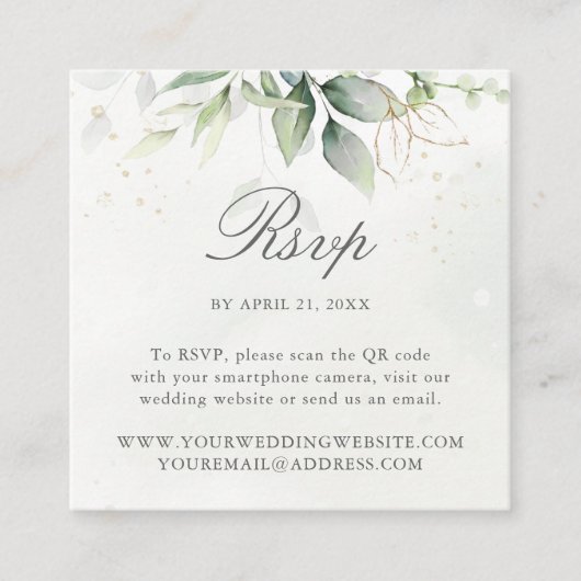 Carte D'accompagnement Site Mariage Eucalyptus QR Code RSVP (Devant)