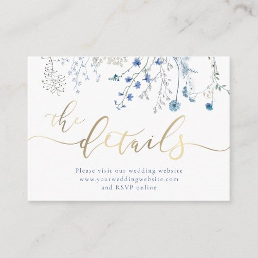 Carte D'accompagnement Site Mariage fleur sauvage bleu (Devant)