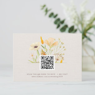 Carte D'accompagnement Site Mariage fleur sauvage RSVP QR Code