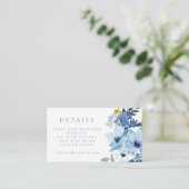 Carte D'accompagnement Site Mariage Floral Bleu clair RSVP QR Code (Debout devant)