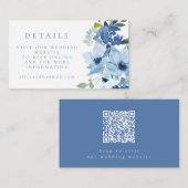 Carte D'accompagnement Site Mariage Floral Bleu clair RSVP QR Code (Devant / Derrière)