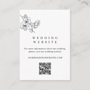 Carte D'accompagnement Site Mariage Floral noir & blanc Code QR