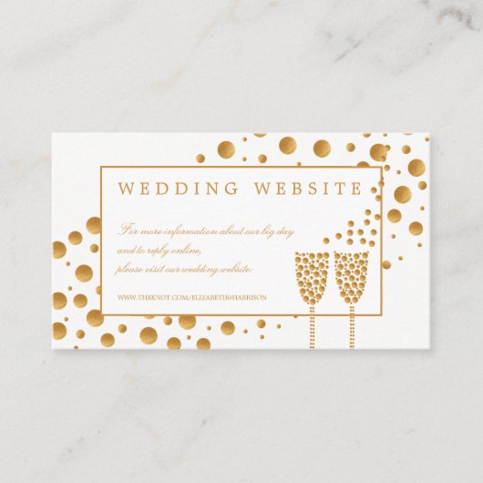 Carte D'accompagnement Site Mariage Gold Champagne Bubbles (Devant)