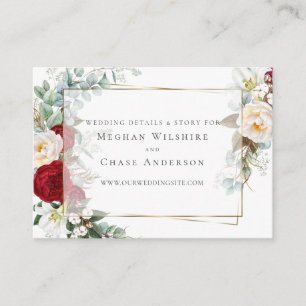 Carte D'accompagnement Site mariage Ivory Bourgogne Peony Flowers