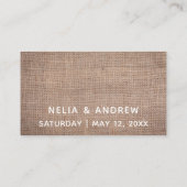 Carte D'accompagnement Site mariage, Joli script moderne & Burlap (Dos)