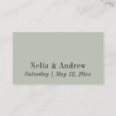 Carte D'accompagnement Site mariage, Joli Script modifiable Sage Vert (Dos)