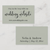 Carte D'accompagnement Site mariage, Joli Script modifiable Sage Vert (Devant / Derrière)