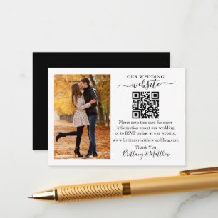 Carte D'accompagnement Site mariage Minimaliste QR Photo noir blanc