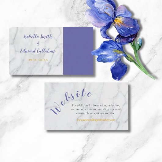 Carte D'accompagnement Site Mariage moderne Blue Irises Floral Bouquet