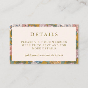 Carte D'accompagnement Site Mariage moderne Boho Floral Mustard Yellow