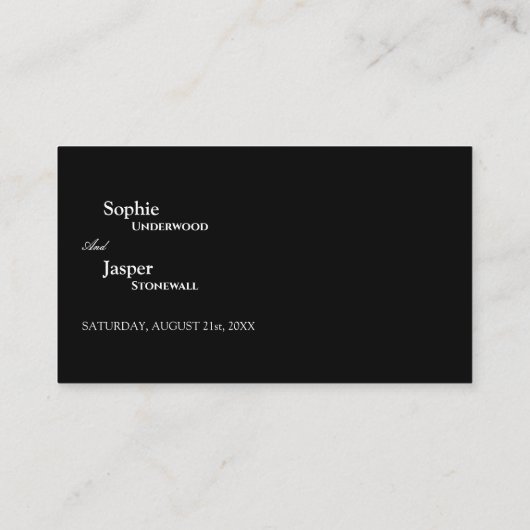 Carte D'accompagnement Site Mariage moderne classique noir (Dos)