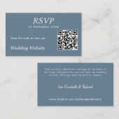 Carte D'accompagnement Site Mariage moderne Dusty Blue RSVP QR Code (Devant / Derrière)