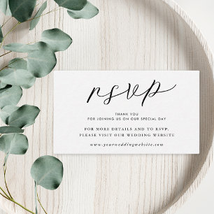 Carte D'accompagnement Site Mariage moderne Elegant noir blanc RSVP